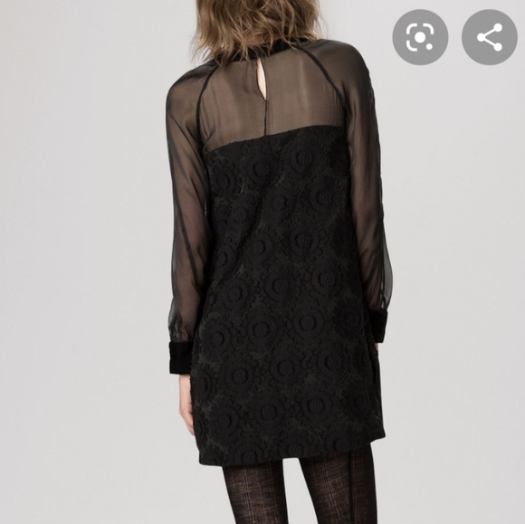 SOLD NWT Maje Black Shift Midi Organza Dress - Picture 2 of 12